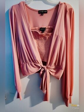 Almost Famous Dusty Rose Tie-Front Blouse